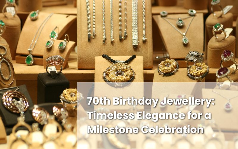 Elegant 70th birthday jewellery featuring pearls, diamonds, and custom-engraved designs from GiftHub.